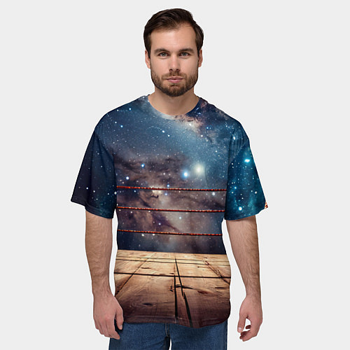Мужская футболка оверсайз Космический ринг / 3D-принт – фото 3