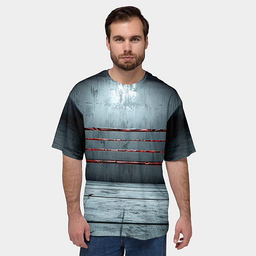 Мужская футболка оверсайз Серый ринг / 3D-принт – фото 3