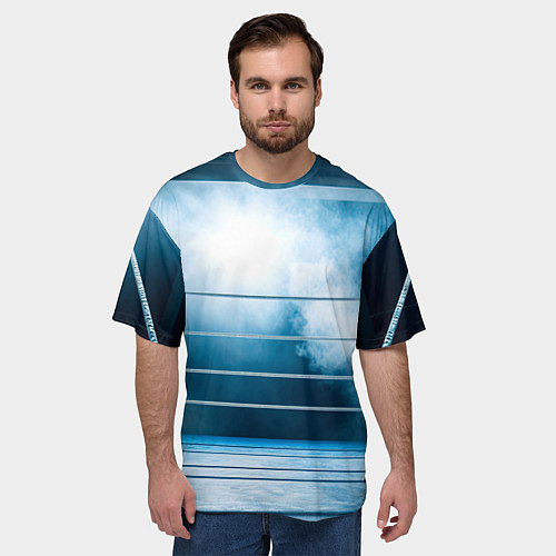 Мужская футболка оверсайз Ринг в тумане / 3D-принт – фото 3