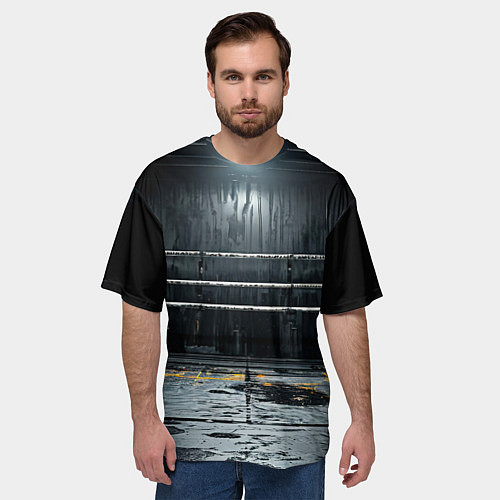 Мужская футболка оверсайз Черный ринг / 3D-принт – фото 3