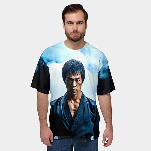 Мужская футболка оверсайз Брюс Ли в дыму / 3D-принт – фото 3