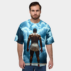 Футболка оверсайз мужская Мухаммед Али в синем дыму, цвет: 3D-принт — фото 2