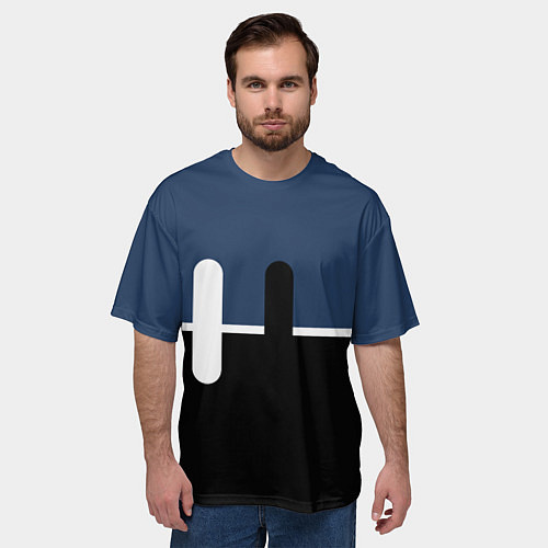 Мужская футболка оверсайз Простая абстракция сине-чёрный с белым / 3D-принт – фото 3