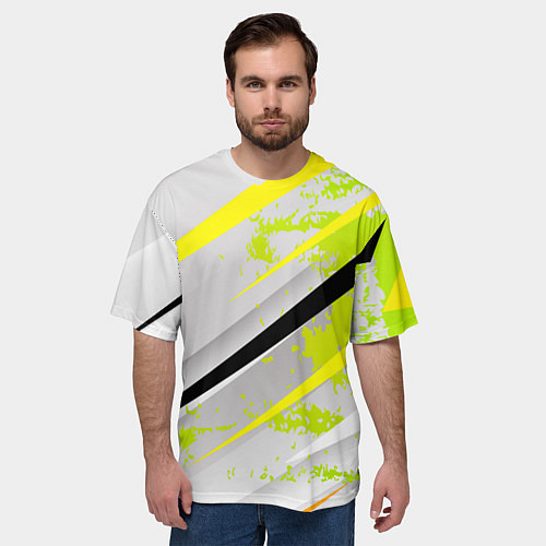 Мужская футболка оверсайз Color white light green / 3D-принт – фото 3