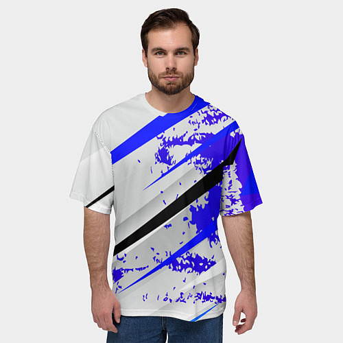 Мужская футболка оверсайз Color white blue / 3D-принт – фото 3