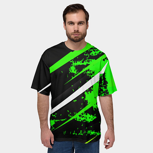 Мужская футболка оверсайз Color black and green / 3D-принт – фото 3