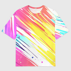 Футболка оверсайз мужская Брызги краски на белом фоне, цвет: 3D-принт