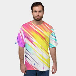 Футболка оверсайз мужская Брызги краски на белом фоне, цвет: 3D-принт — фото 2
