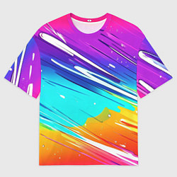 Мужская футболка оверсайз Радужные брызги краски текстура