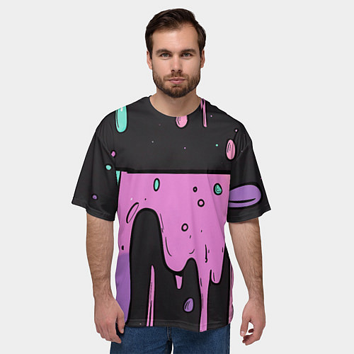 Мужская футболка оверсайз Стекающая краска текстура / 3D-принт – фото 3