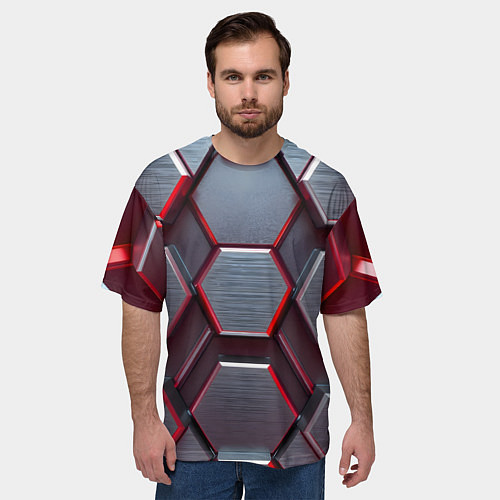 Мужская футболка оверсайз Бордовый бронежилет / 3D-принт – фото 3