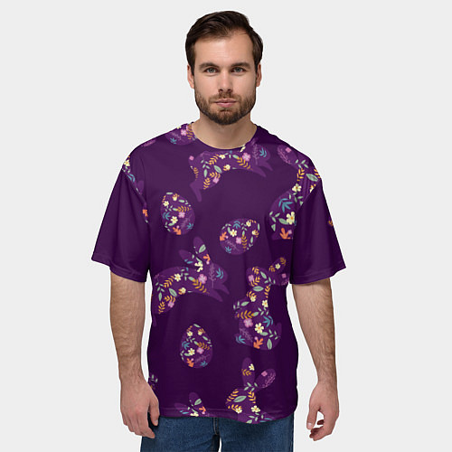 Мужская футболка оверсайз Кролики и яйца / 3D-принт – фото 3
