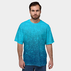 Футболка оверсайз мужская Лазурный голубой текстурный градиент, цвет: 3D-принт — фото 2
