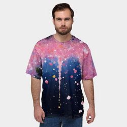 Футболка оверсайз мужская Розово-синяя текстура, цвет: 3D-принт — фото 2