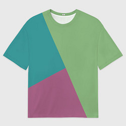 Футболка оверсайз мужская Сине-зелёно-розовый тёмный трёхцветный, цвет: 3D-принт