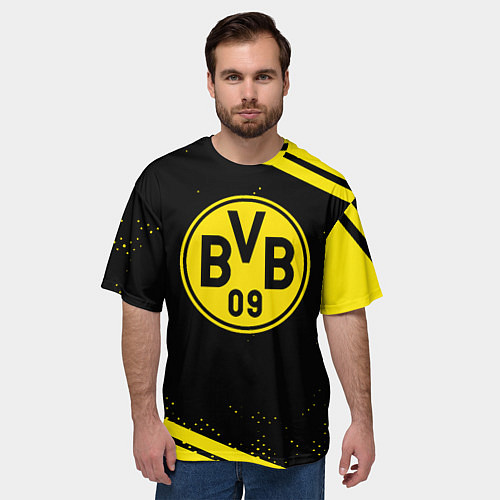 Мужская футболка оверсайз Borussia полосы / 3D-принт – фото 3