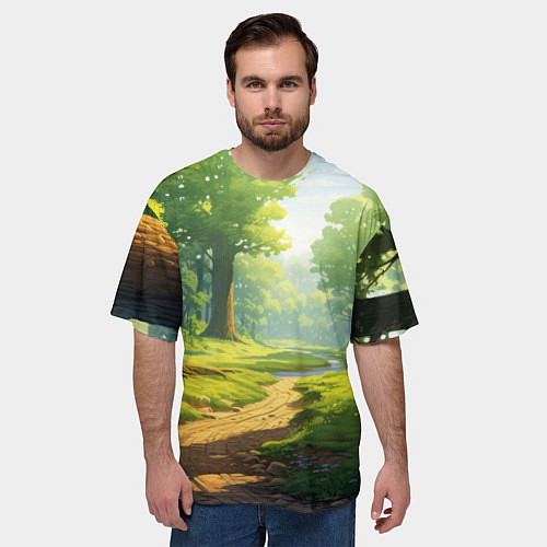 Мужская футболка оверсайз Fabulous forest / 3D-принт – фото 3