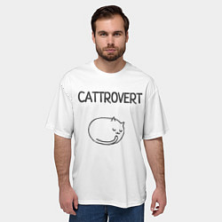 Футболка оверсайз мужская Интроверт-кот, цвет: 3D-принт — фото 2