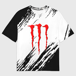 Футболка оверсайз мужская Monster energy черно краски, цвет: 3D-принт