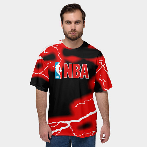 Мужская футболка оверсайз NBA шторм / 3D-принт – фото 3