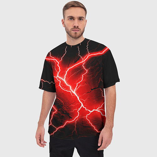 Мужская футболка оверсайз Lightning / 3D-принт – фото 3