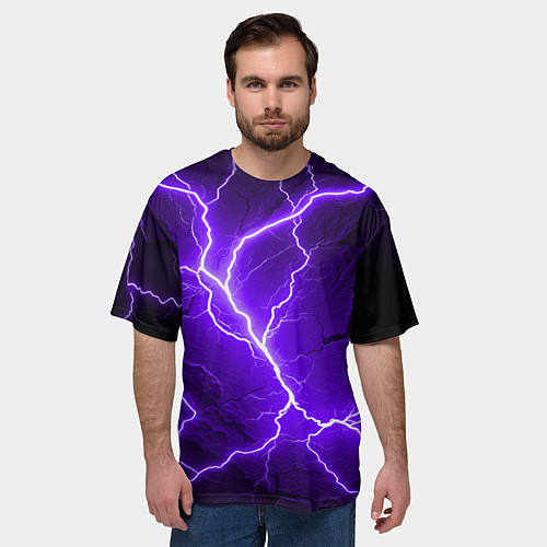 Мужская футболка оверсайз Color purple black / 3D-принт – фото 3