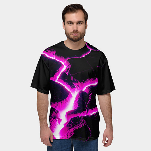 Мужская футболка оверсайз Color pink black / 3D-принт – фото 3