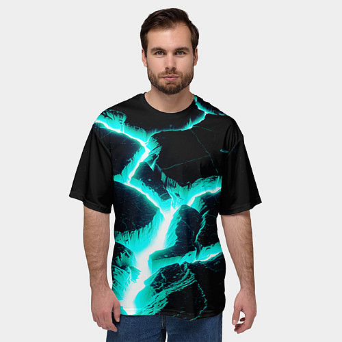 Мужская футболка оверсайз Color light blue black / 3D-принт – фото 3