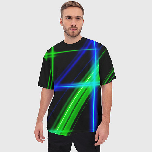 Мужская футболка оверсайз Color blue black green / 3D-принт – фото 3