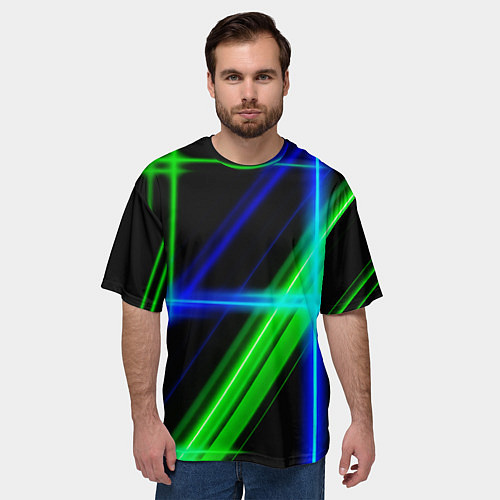 Мужская футболка оверсайз Color blue black green / 3D-принт – фото 3