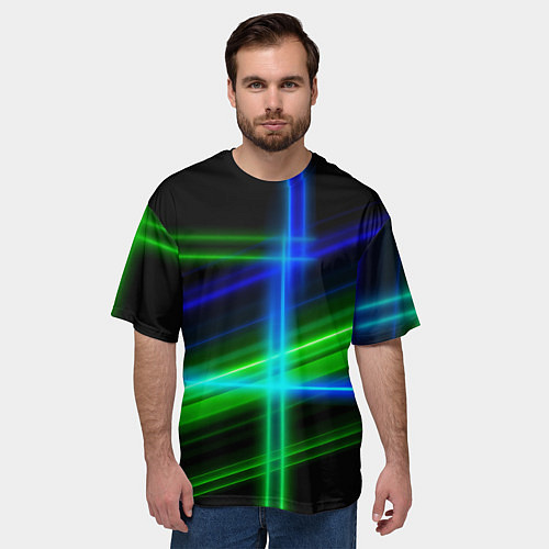 Мужская футболка оверсайз Color blue black green / 3D-принт – фото 3