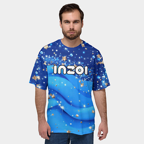 Мужская футболка оверсайз Inzoi логотип / 3D-принт – фото 3