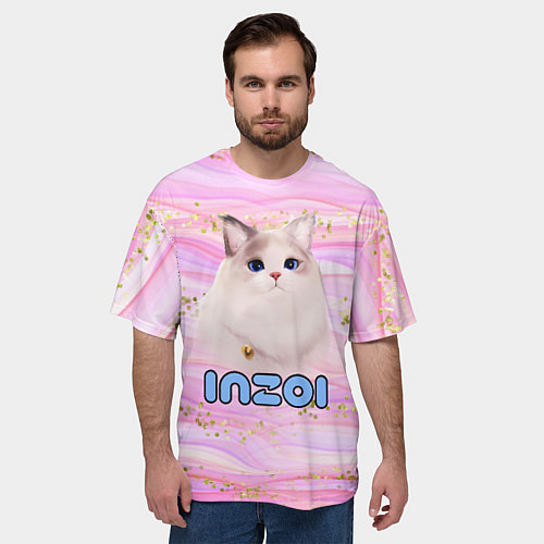 Мужская футболка оверсайз Inzoi розовый фон с золотинками / 3D-принт – фото 3