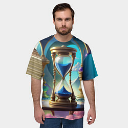 Футболка оверсайз мужская Абстрактные песочные часы с синим песком, цвет: 3D-принт — фото 2