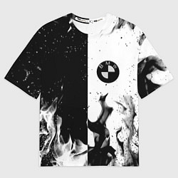 Мужская футболка оверсайз BMW black fire