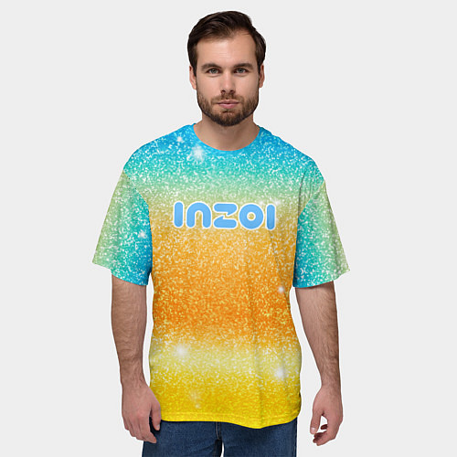 Мужская футболка оверсайз Inzoi лого и блестки / 3D-принт – фото 3