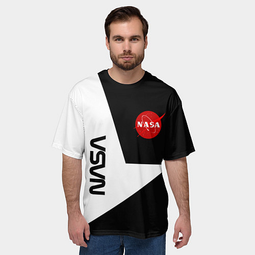 Мужская футболка оверсайз Nasa текстура геометрия / 3D-принт – фото 3