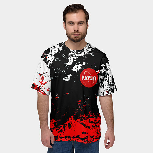 Мужская футболка оверсайз Nasa краски / 3D-принт – фото 3