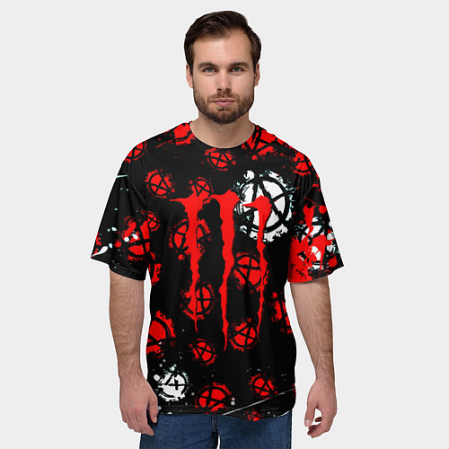 Мужская футболка оверсайз Monster energy anarhy / 3D-принт – фото 3