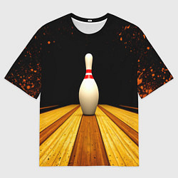 Футболка оверсайз мужская Кегля для боулинга на черном, цвет: 3D-принт