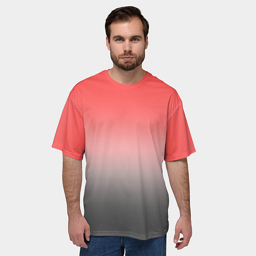 Мужская футболка оверсайз Бледный красно-серый градиент / 3D-принт – фото 3
