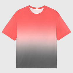 Мужская футболка оверсайз Бледный красно-серый градиент