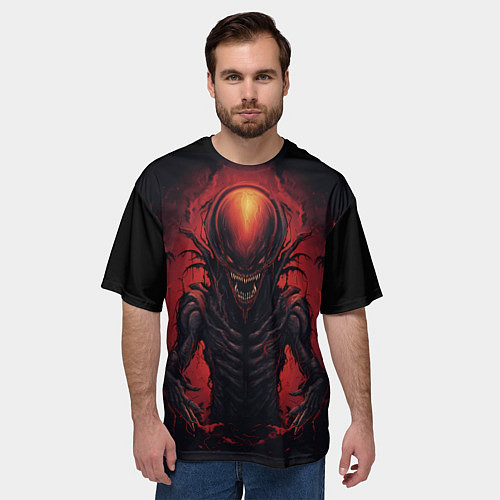 Мужская футболка оверсайз Злой инопланетянин из портала / 3D-принт – фото 3