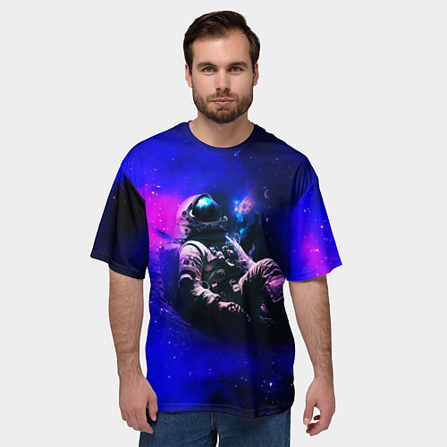 Мужская футболка оверсайз Астронавт в пучине / 3D-принт – фото 3