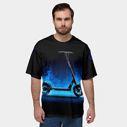 Футболка оверсайз мужская Самокат в синем пламени, цвет: 3D-принт — фото 2