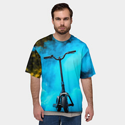 Футболка оверсайз мужская Самокат в синем дыму, цвет: 3D-принт — фото 2