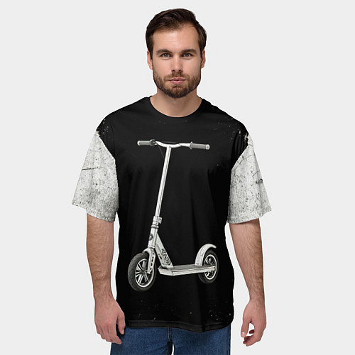 Мужская футболка оверсайз Самокат на черно-белом / 3D-принт – фото 3