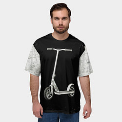 Футболка оверсайз мужская Самокат на черно-белом, цвет: 3D-принт — фото 2