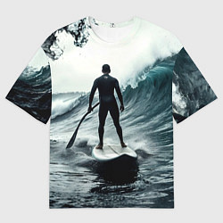 Футболка оверсайз мужская Сапсёрфер в волне, цвет: 3D-принт