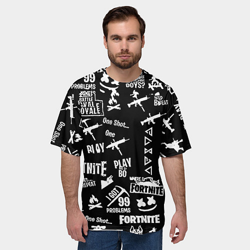 Мужская футболка оверсайз Черно белые логотипы игр / 3D-принт – фото 3